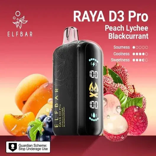 Elf Bar Raya D3 Pro 30 K – Peach Lychee Blackcurrant - Vape Shop Pune VapeshopPune